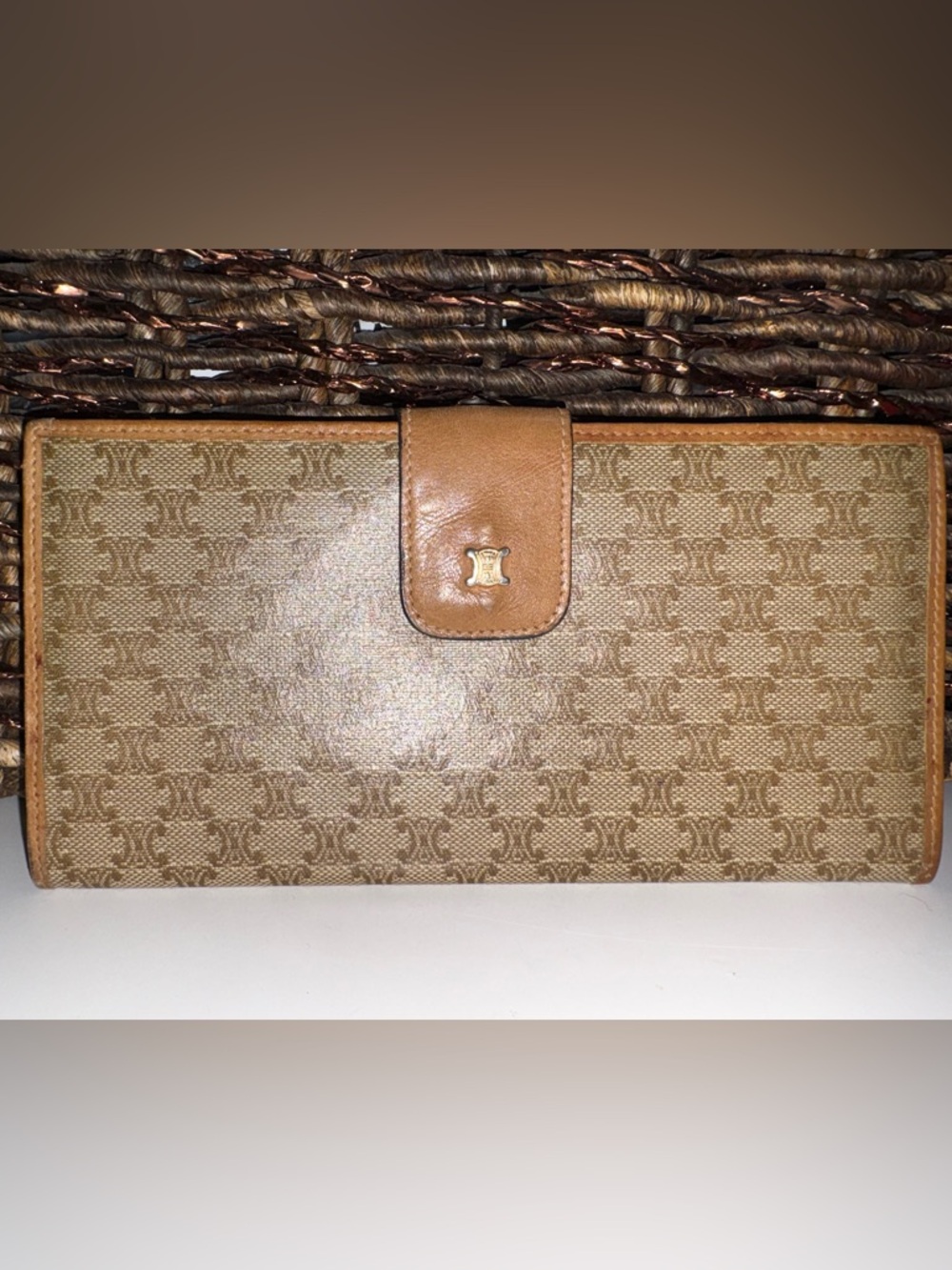 Celine Macadam Canvas & Leather Long Wallet Vintage Celine Diffusion